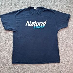 Natural Light Beer T Shirt Mens XL Navy Blue Graphic Natty Funny College Tee